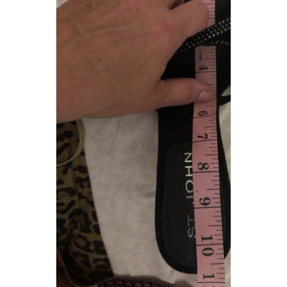 St. John size 10 black satin open toe kitten embellished with Swarovski crystals - Picture 11 of 13